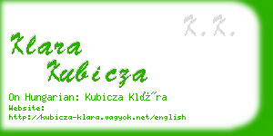 klara kubicza business card